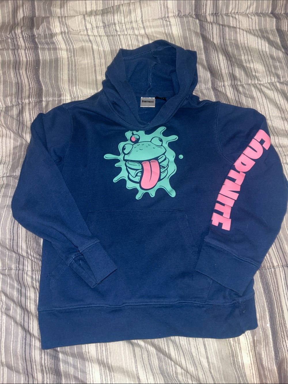 Kids boys Navy  blue Fortnite Logo size 8